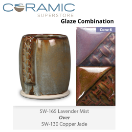Lavender Mist SW165 over Copper Jade SW130 Stoneware Glaze Combination